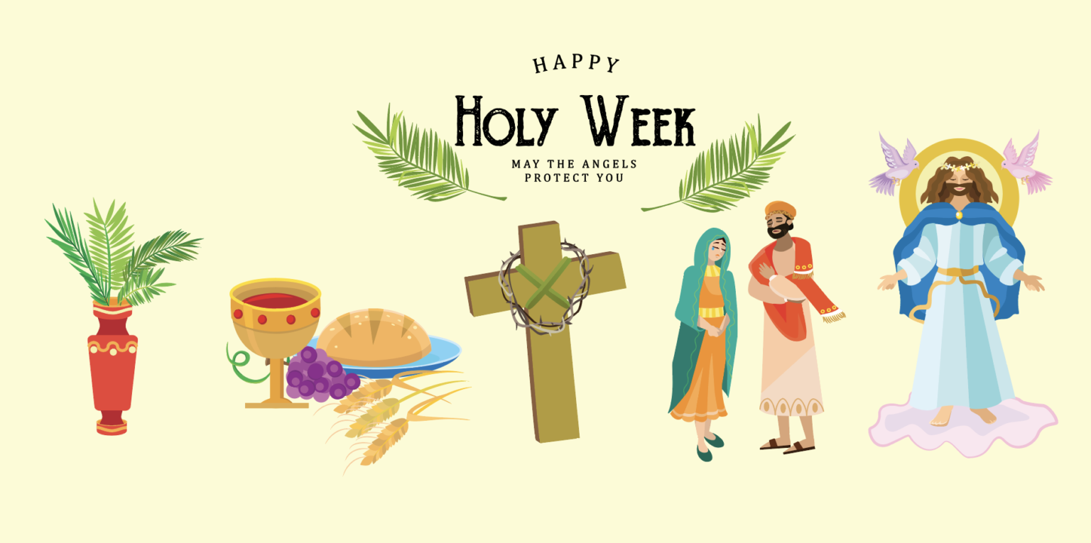 Holy week. Happy Easter and Holy week. Friday Holy week. Week before Easter.